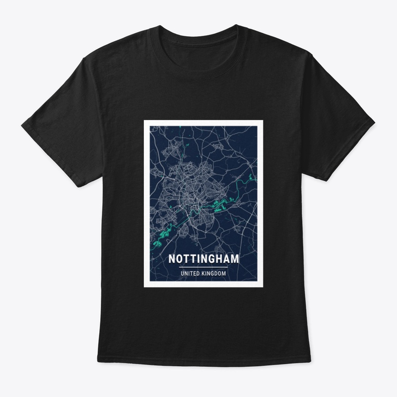 Nottingham Blue Dark Color City Map