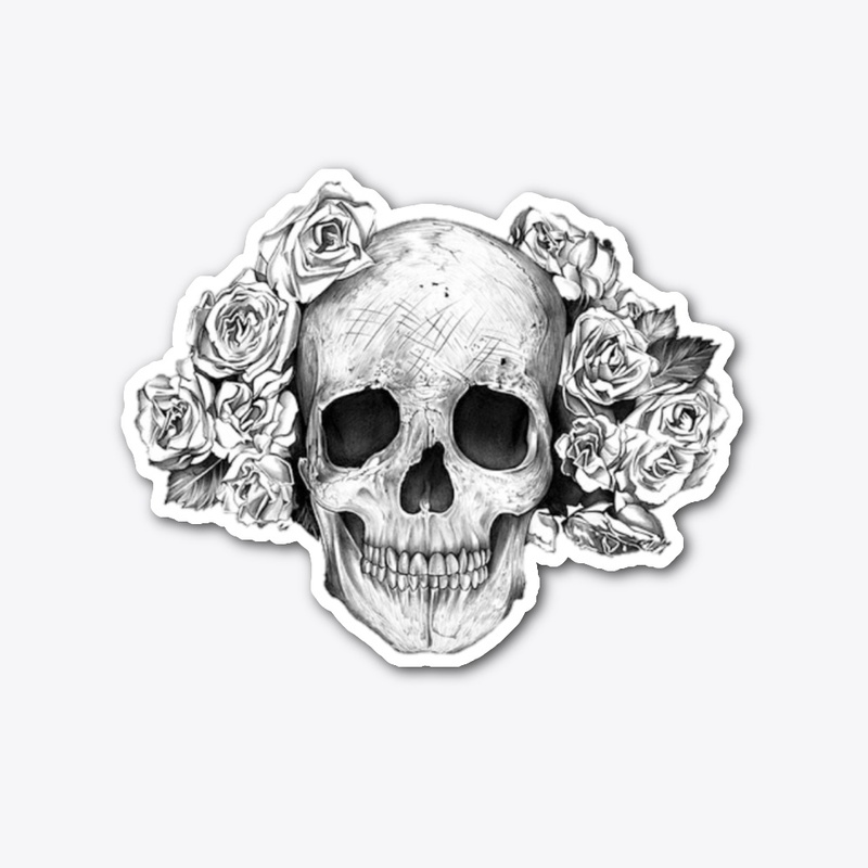 Roses and Skull Custom Tattoo Design
