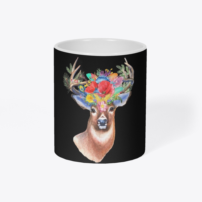 A deer with flowers