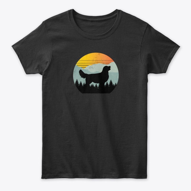 Vintage Retro Golden Retriever Sunset 