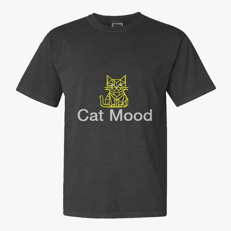 Cat Mood Geometric Neon Line Art T-Shirt