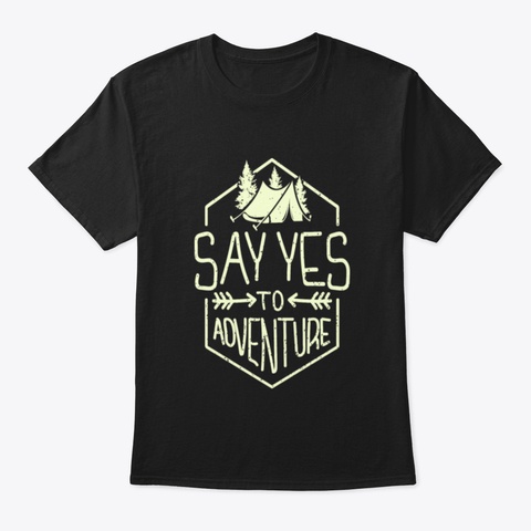Camping Hiking Adventure Black T-Shirt Front