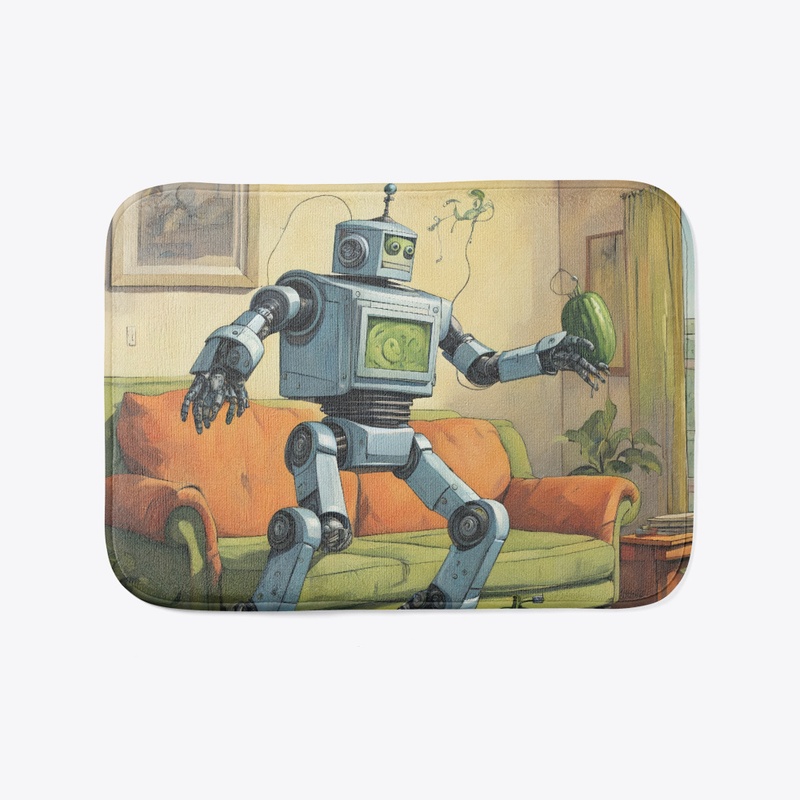 A robot holding a cucumber