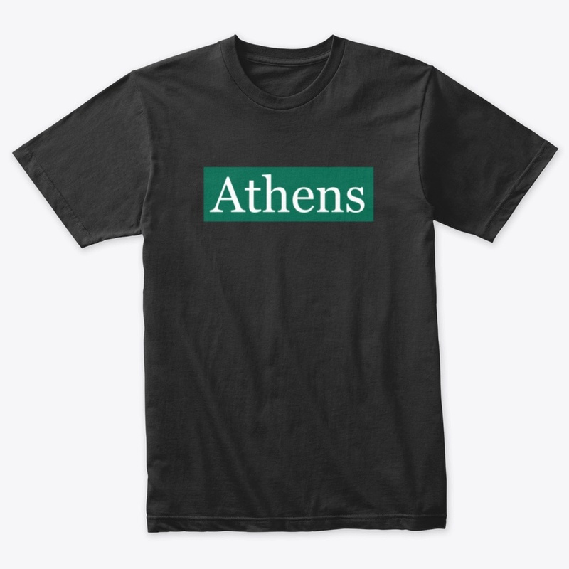 Athens Written in White on Green