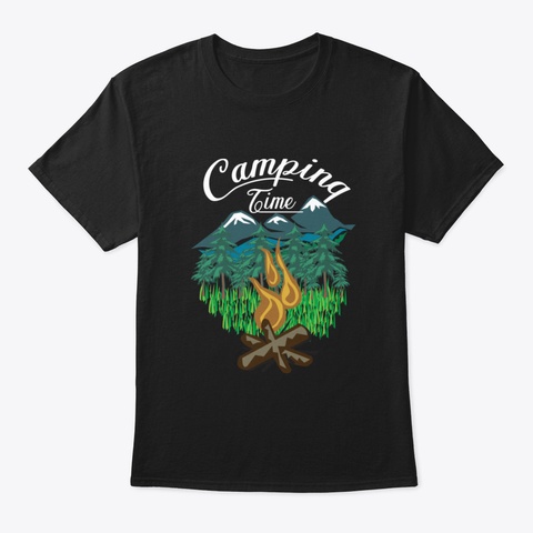 Camping Time Black T-Shirt Front