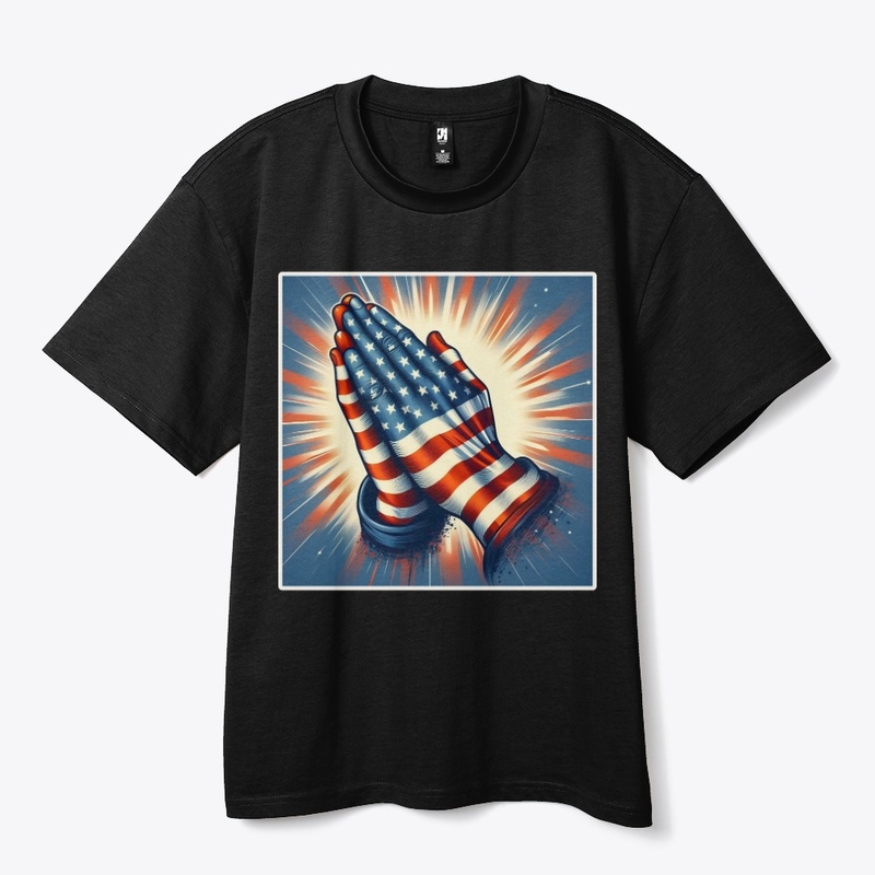 Praying Hands American Flag July 4th Tee