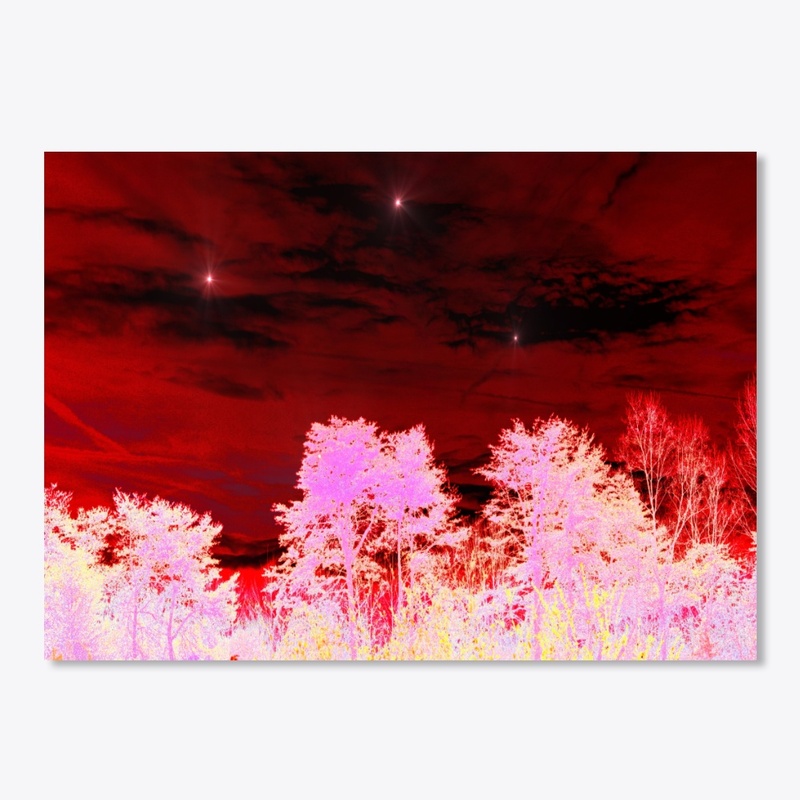 red with neon trees