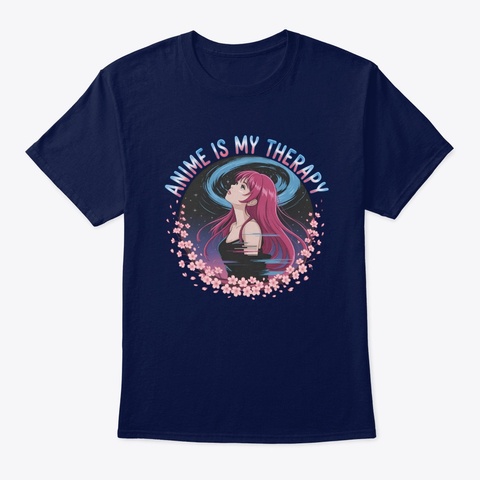 Anime Is My Therapy   Girl Navy T-Shirt Front