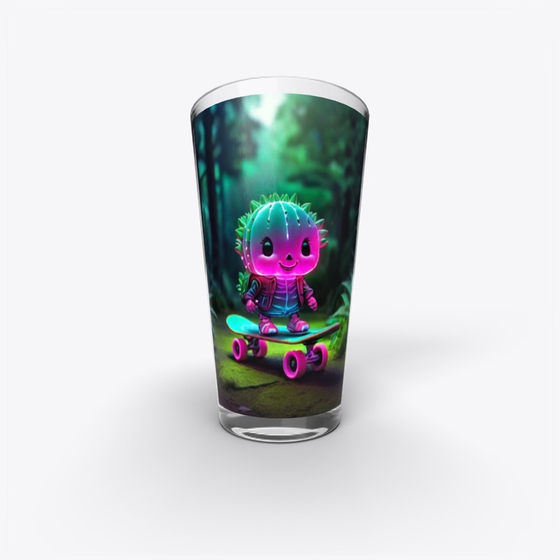Cute Neon cactus on Skate Board Shirts