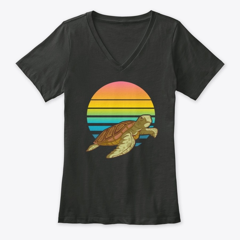 Sea turtle women's vneck tshirt
