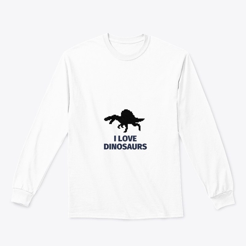 Pixel Art Dinosaur 1 White