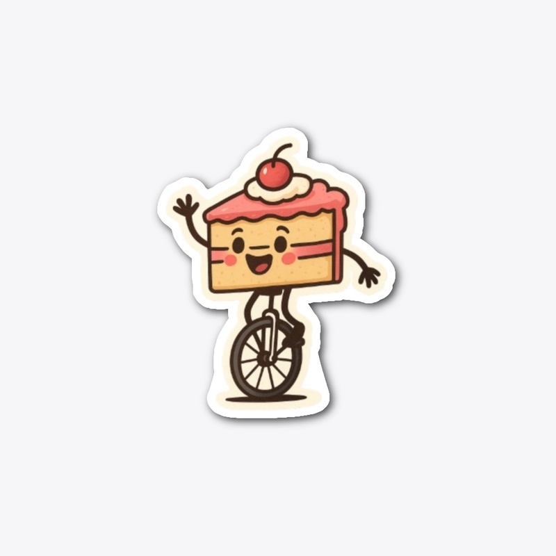 Happy Cake on a Unicycle Quirky Dessert
