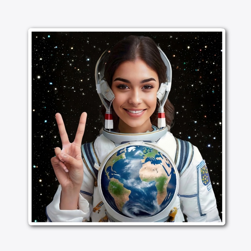 Space woman peace sign