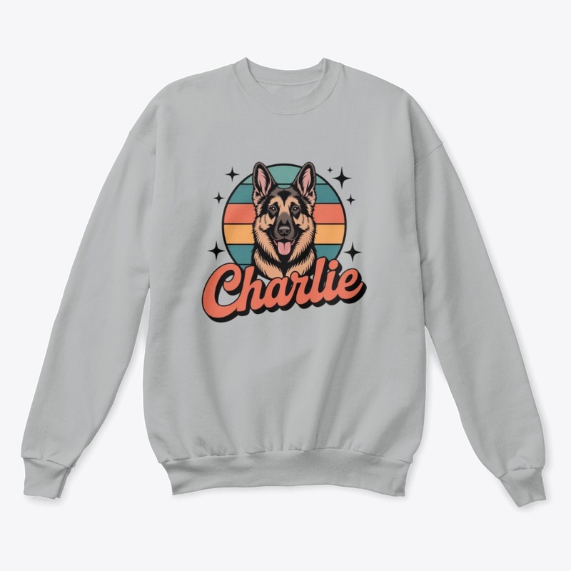 Charlie German Shepherd Retro Sunset Tee