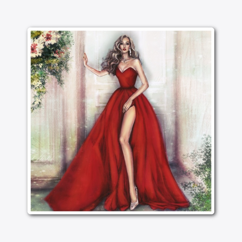 Red Dressed Fashion Girl