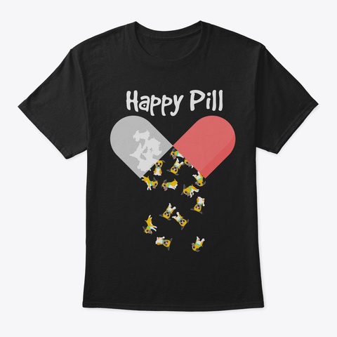 Boxer Dog Happy Pill Shirt Boxer Mom Dad Black T-Shirt Front