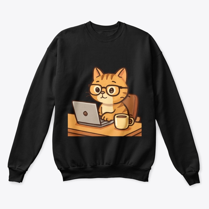 Work from Home Cat - Coffee & Laptop