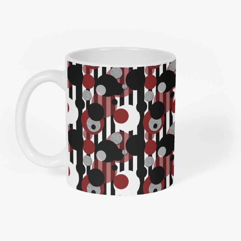 Black White Stripes Red Dots