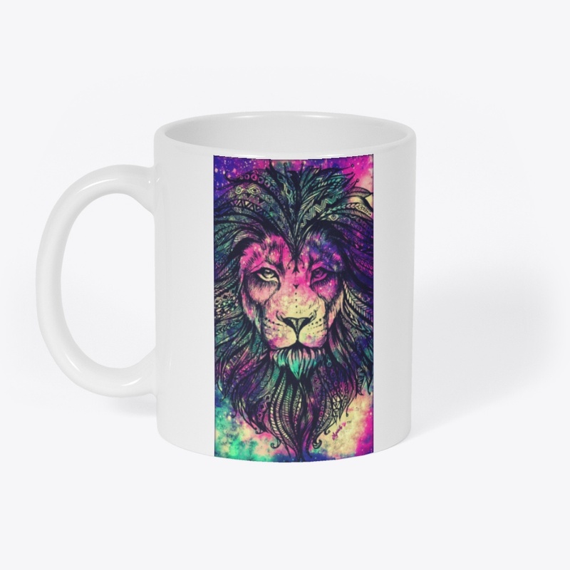 Cosmic Majesty Galaxy Lion White T-Shirt
