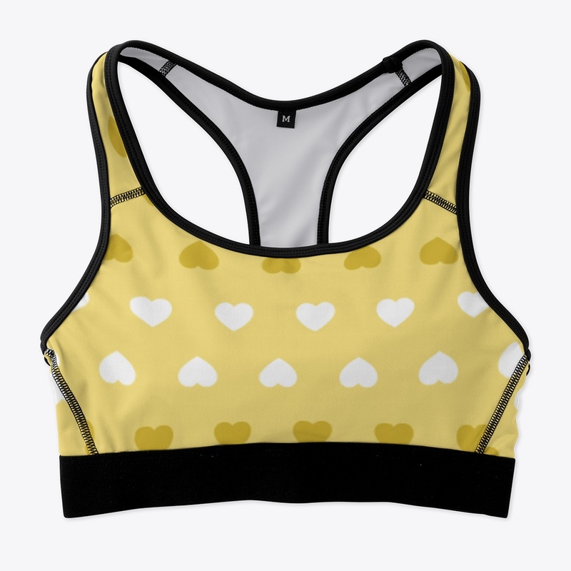 Sports Bra Yellow Floral Heart