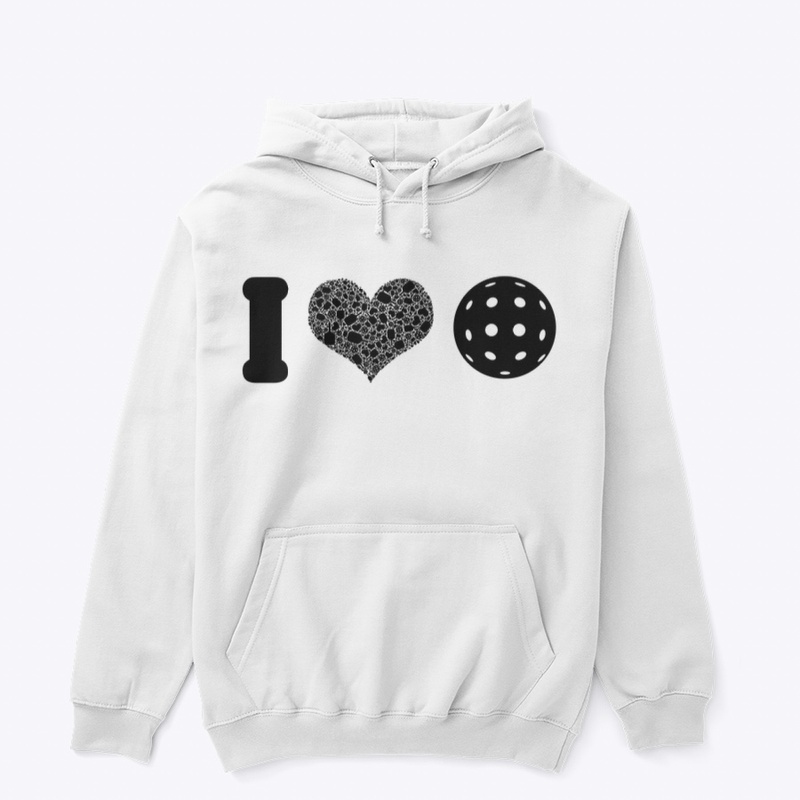 I Heart Pickleball Black w/ Outdoor ball