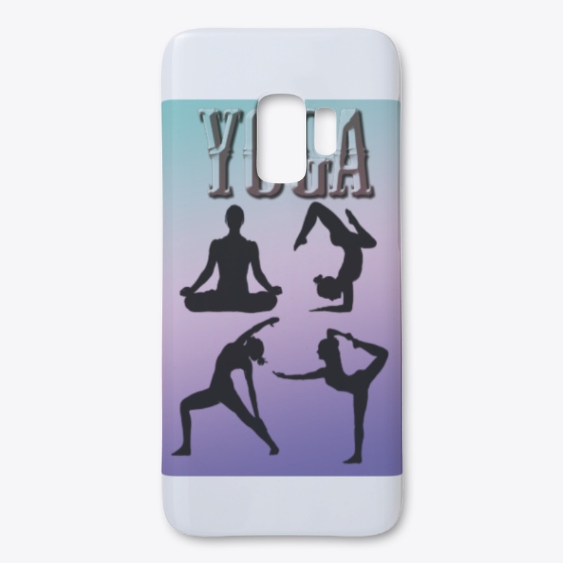 Yoga - four Poses, pink & blue pastel 