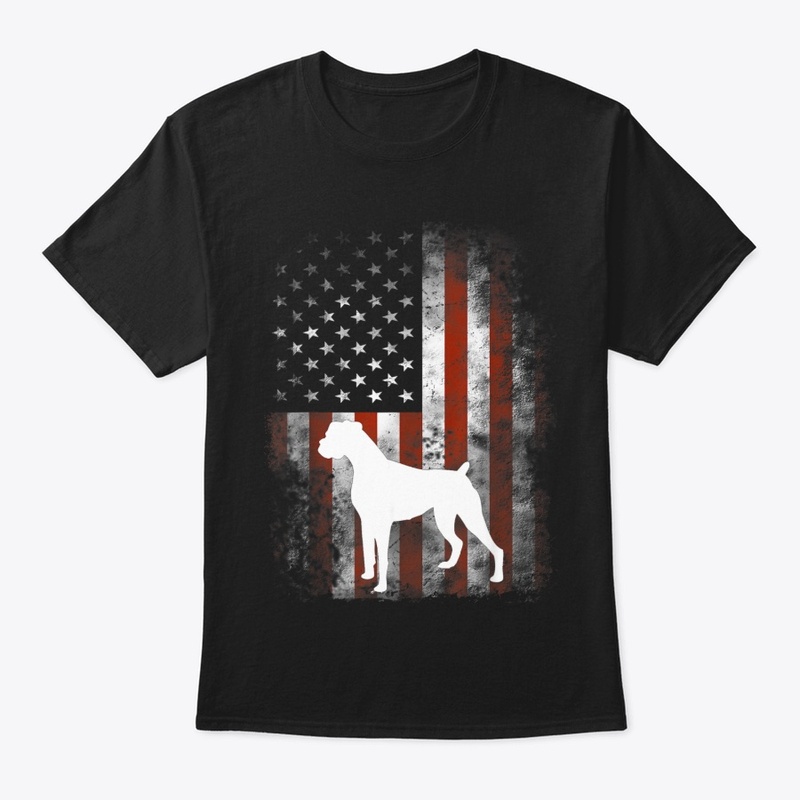 White Boxer Dog Shirt Patriotic American