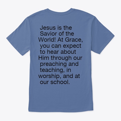 Grace Lutheran Church Core Values Denim Blue Camiseta Back