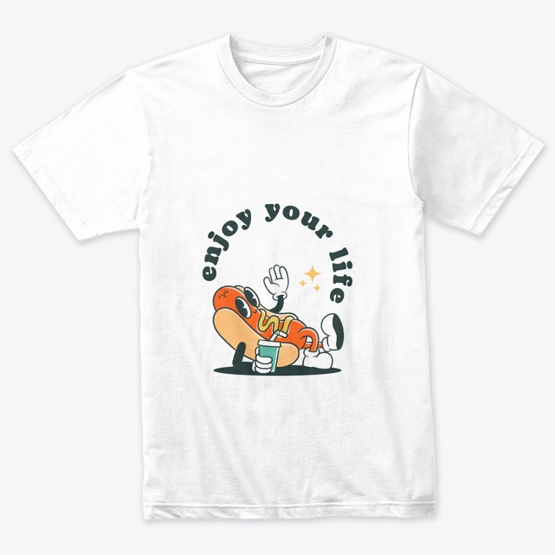 Orange Retro Hotdog Illustration T-Shirt