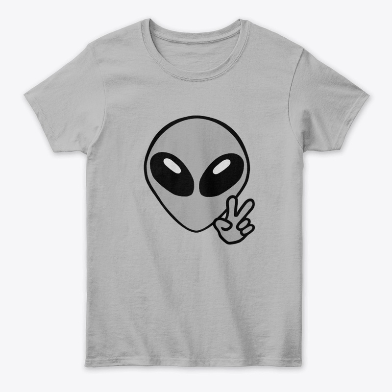 Space Alien Head With Peace Hand Sign