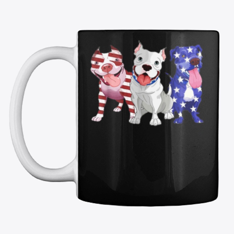 America 4th of July three Pitbull