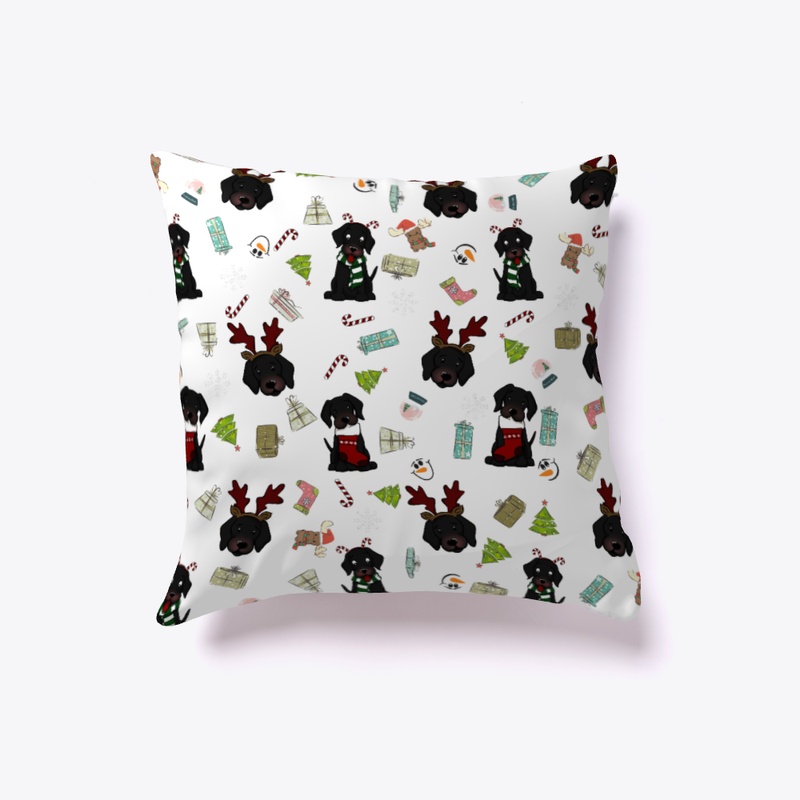 Black Lab Christmas Pillow
