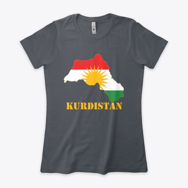 Kurdistan map with Kurdistan flag