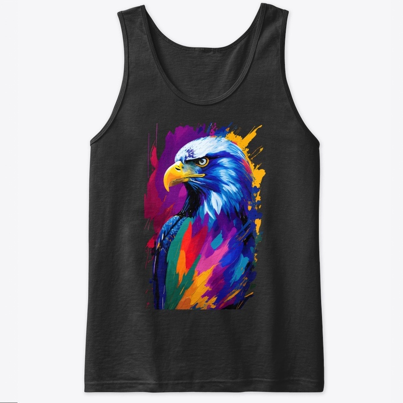 Vibrant Eagle in colorful splatter, left
