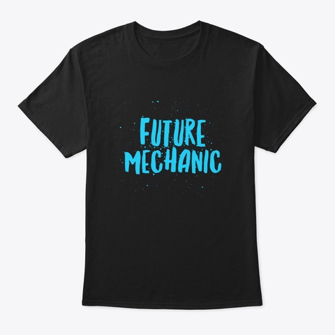 Future Mechanic Blue Text Boys Black T-Shirt Front