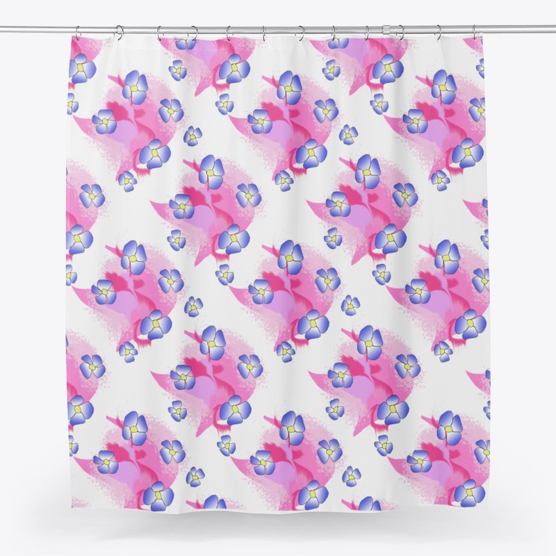Blue Flowers On Pink
