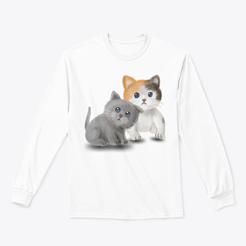 Cute Watercolor Kittens Big Eyes Design