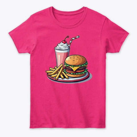 Retro Diner Hamburger Fries Shake Tee Heliconia T-Shirt Front