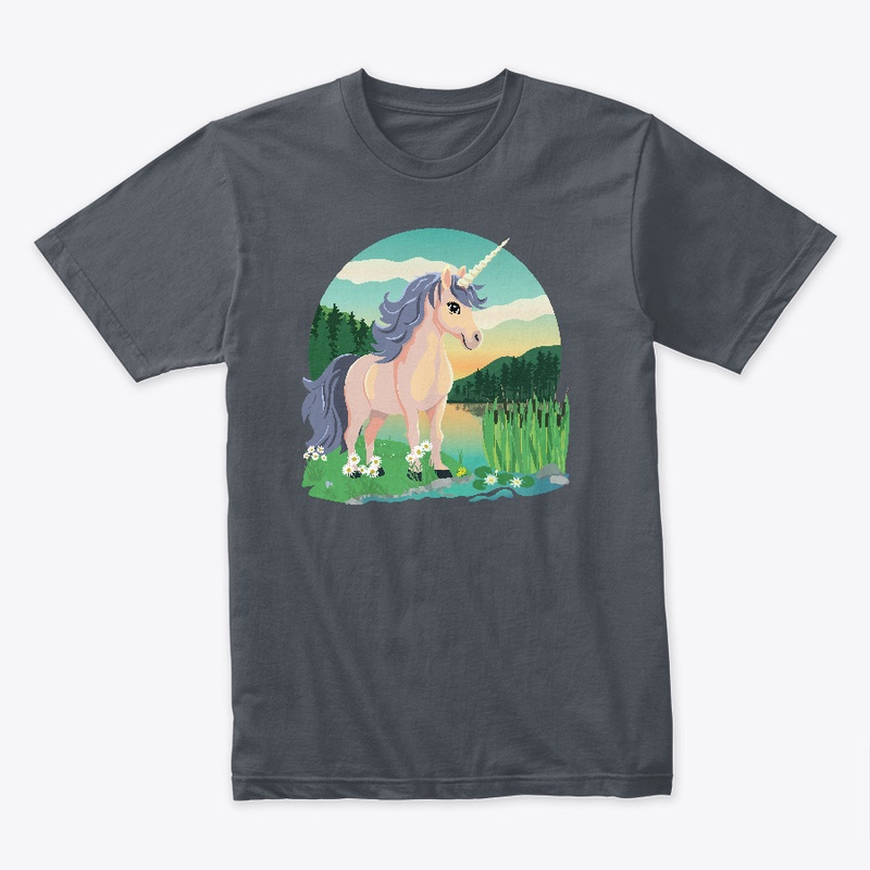 cute unicorn in a summer landscape