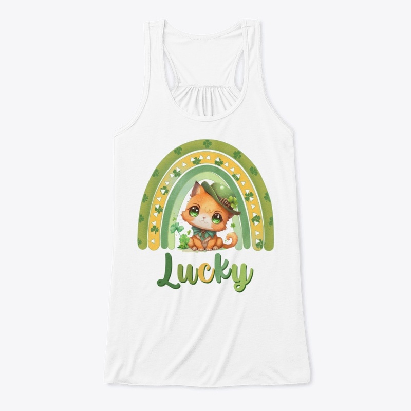 St patrick green rainbow Feline lucky