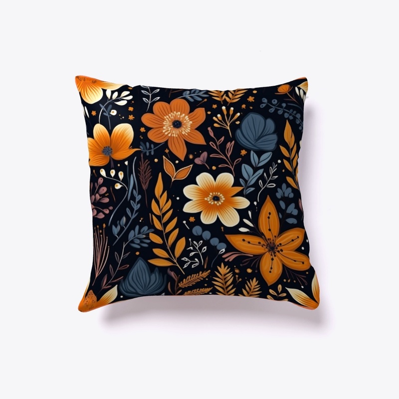 Blue navy orange purple  floral 