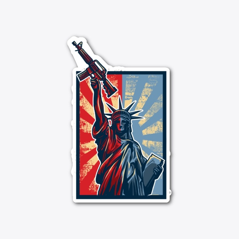 Retro Statue of Liberty holding a Rifle