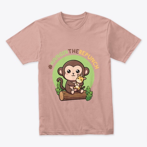 Baby Monkey & Plushie Tee Desert Pink áo T-Shirt Front
