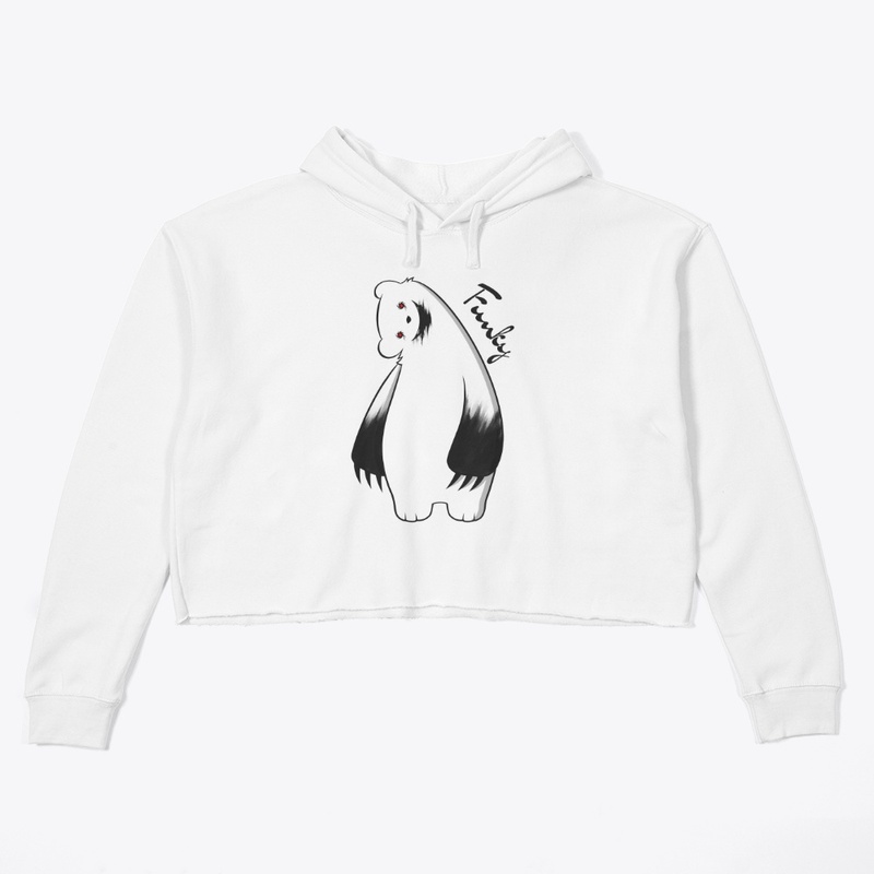 Funky Mascot White Crop Hoodie