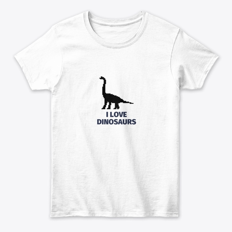 Pixel Art Dinosaur 5 White