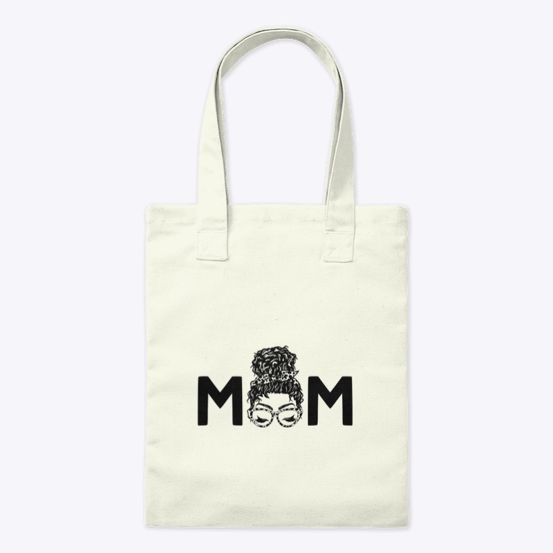 Mom curly hair messy bun cat eye glasses