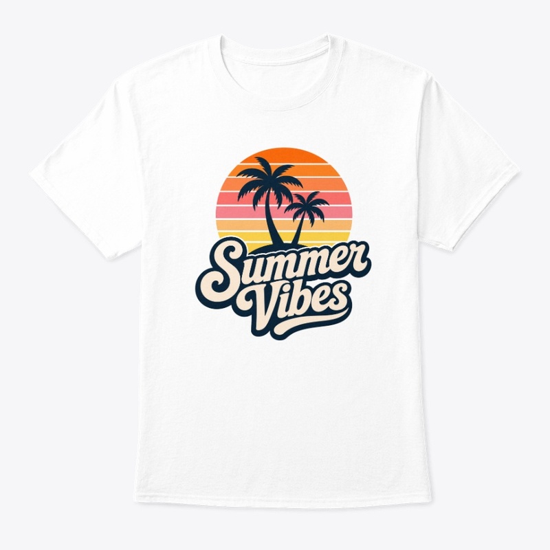 Summer Vibes Sunset Palm Trees Graphic