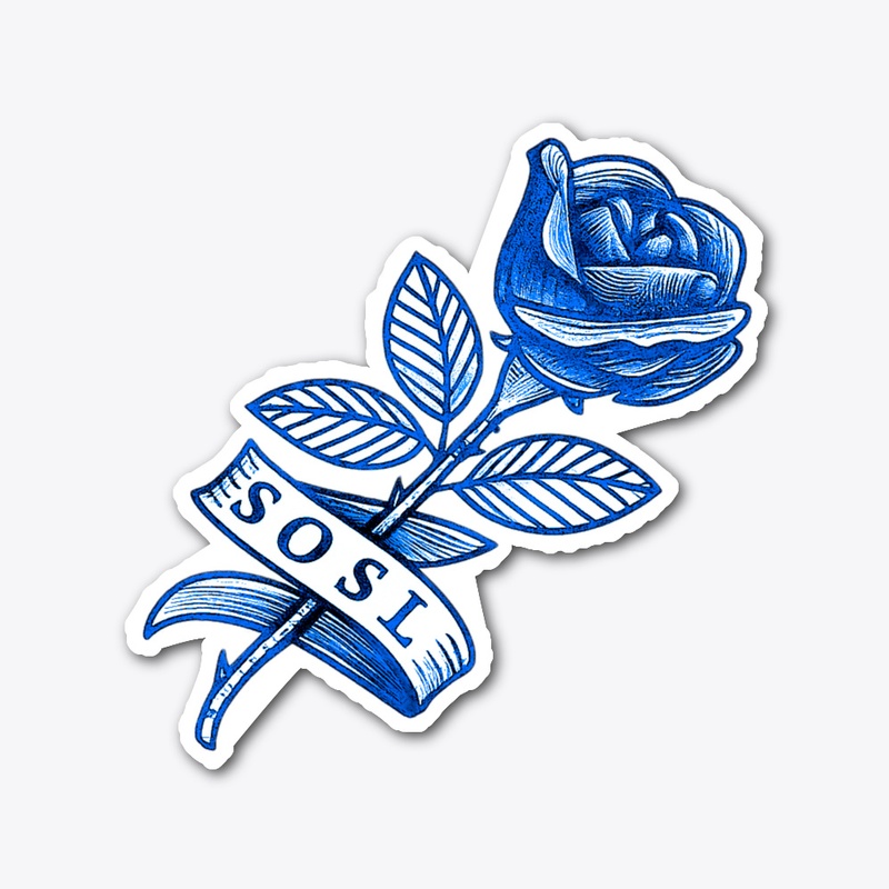Single Rose XL sticker in pottery blue 