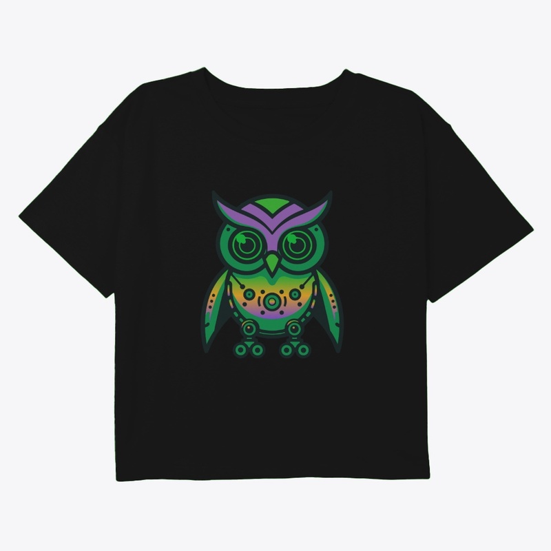 neon rainbow owl mecha