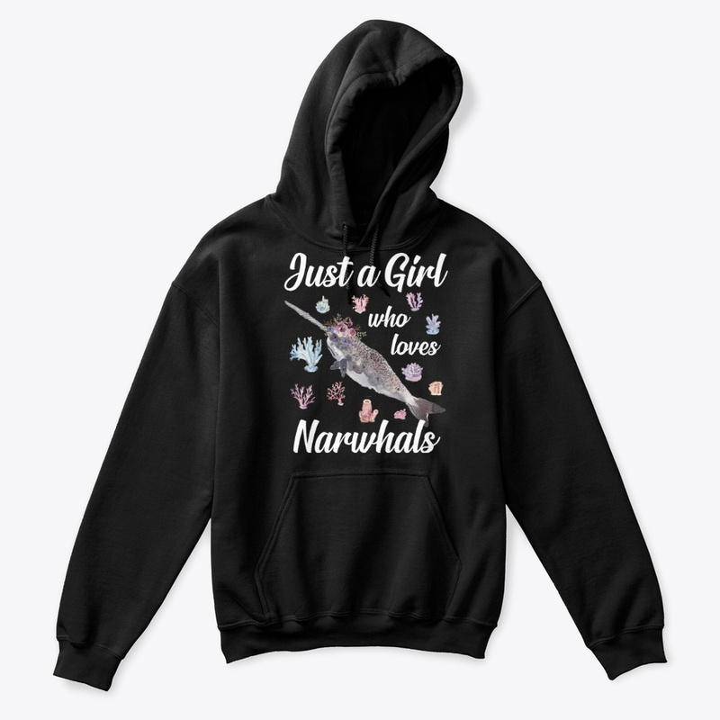Girl Loves Narwhals Watercolor Style